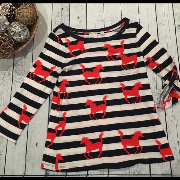 Anthropologie Tops - Anthropologie postmark striped horse shirt